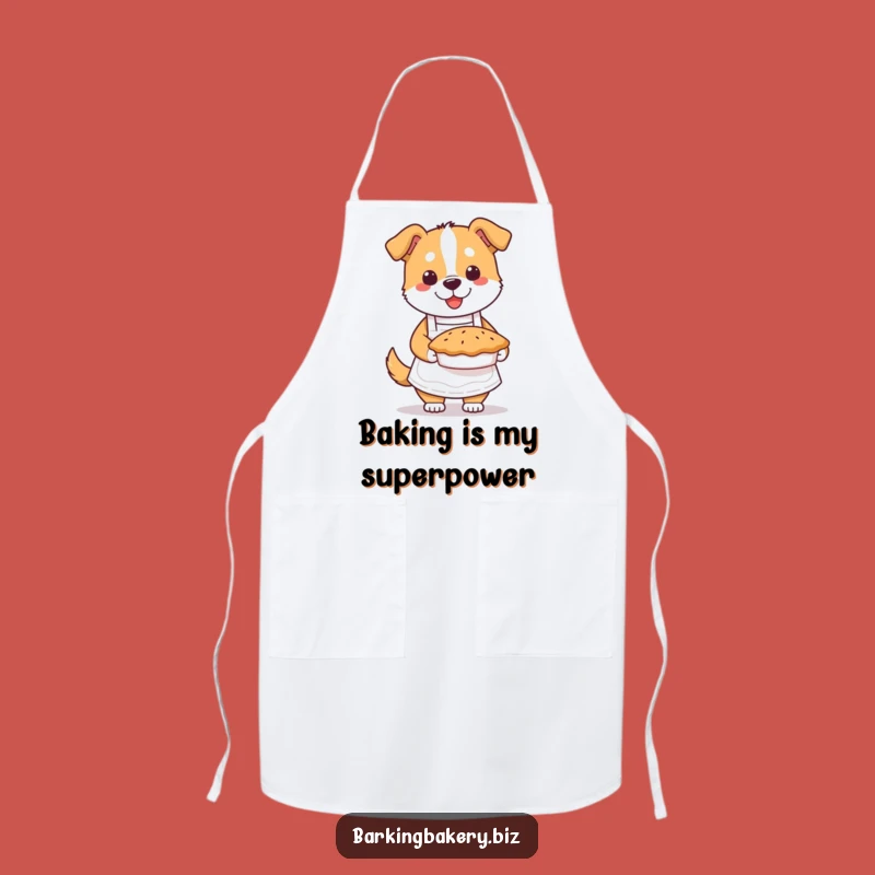 Funny Dog Baker Apron: Cute Aproned Pup Steaming Pie Cooking Gift