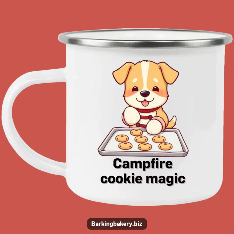Funny Dog Baker Camping Mug: Oven Mitt Pup Baking Cookies - Rugged & Hilarious Gift