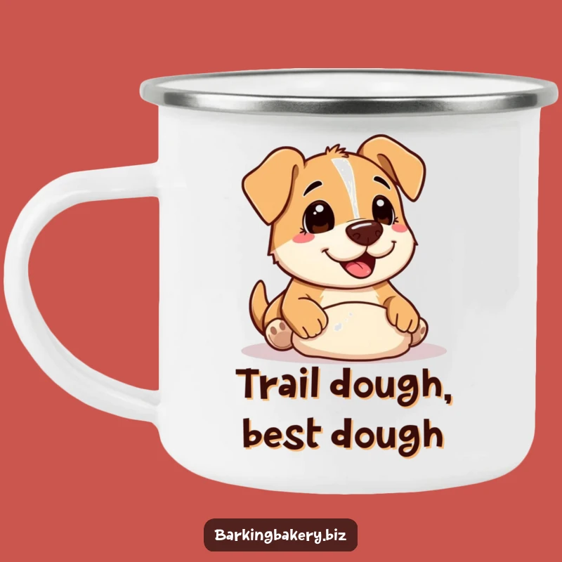 Funny Campfire Mug: Messy Baker Dog with Flour Nose, Dough Shaping Adventure Gift