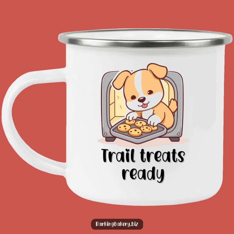 Funny Dog Baker Camping Mug: Tiny Oven Cookies, Adventure Fuel for Laughs