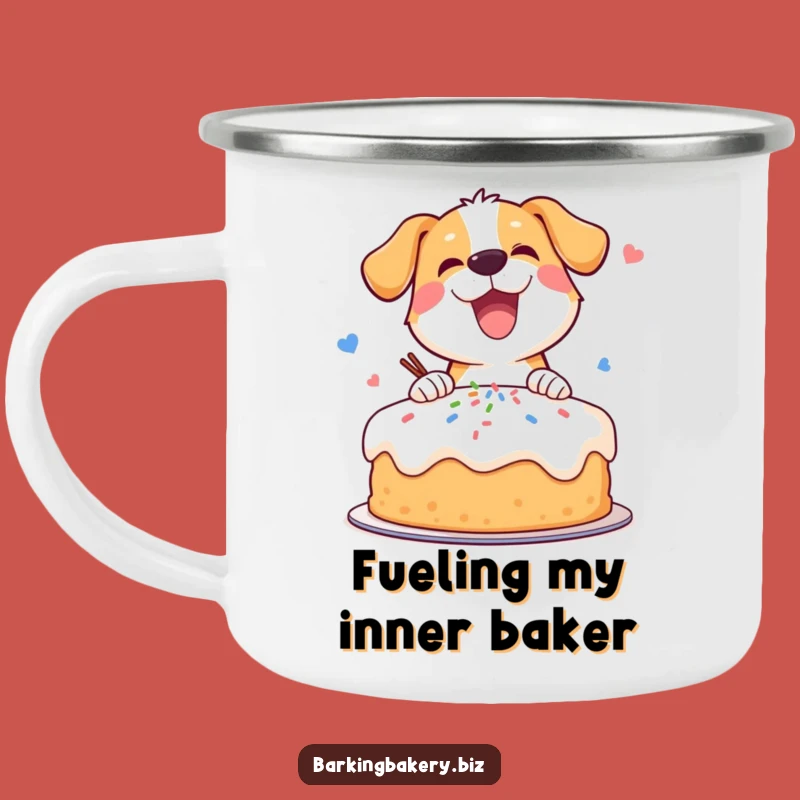 Funny Dog Cake Decorator Camping Mug - Rugged & Hilarious Outdoor Sip Gift