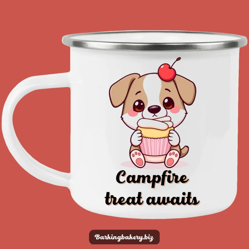 Funny Dog Cupcake Presenter Camping Mug: Enjoy Coffee with Sweet Pride