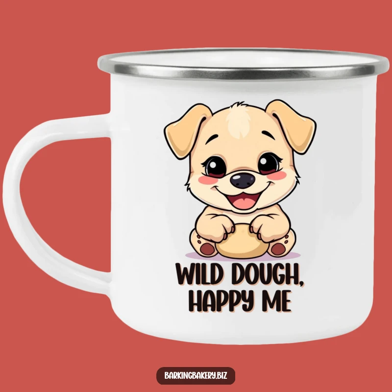 Funny Dough Kneading Pup Camping Mug: Happy Baker's Trailside Companion