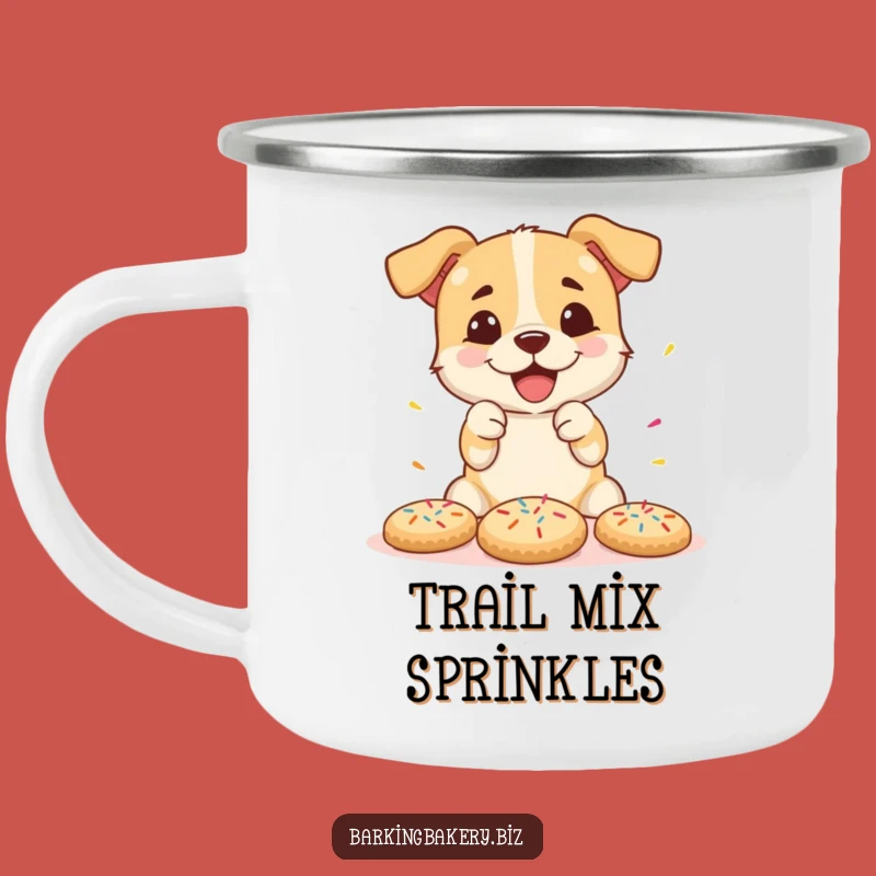 Funny Cookie Decorating Dog Camping Mug: Sweet Sprinkle Pup Outdoor Fun