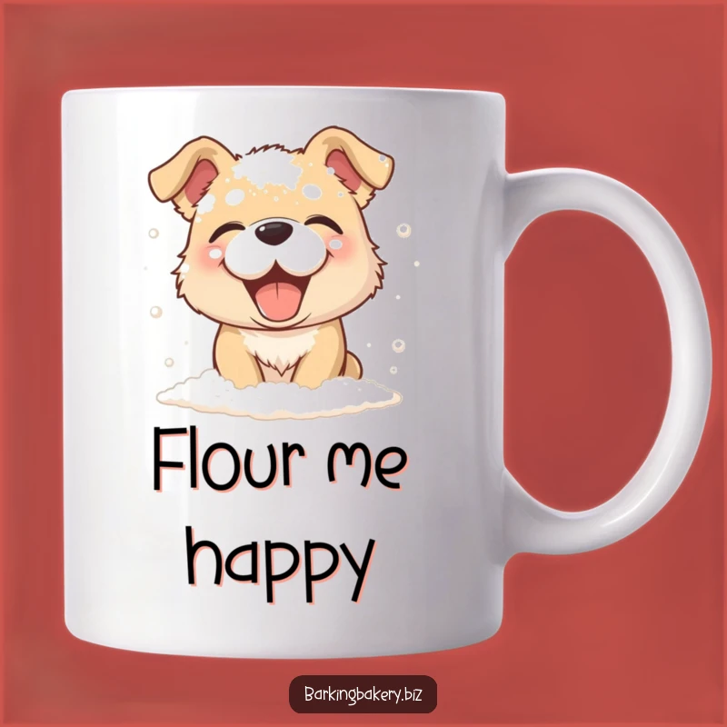 Funny Flour Dog Mug - Giggling Pup Covered in Flour, Perfect Funny Gift