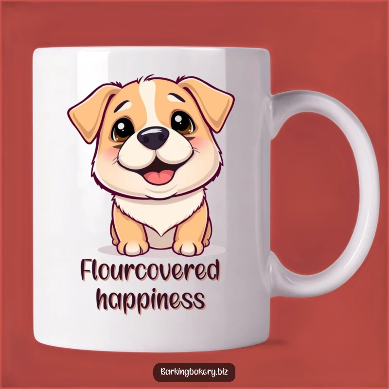 Funny Floury Dog Mug: Happy Wiggling Pup Makes a Perfect Funny Gift