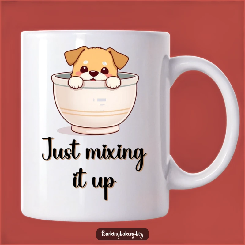 Funny Mixing Bowl Dog Mug: Delightful Pup Peek-a-Boo, Perfect Funny Gift