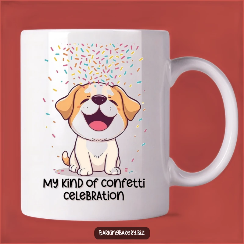 Funny Dog Sprinkle Party Mug: Adorable Giggling Pup Makes a Hilarious Gift