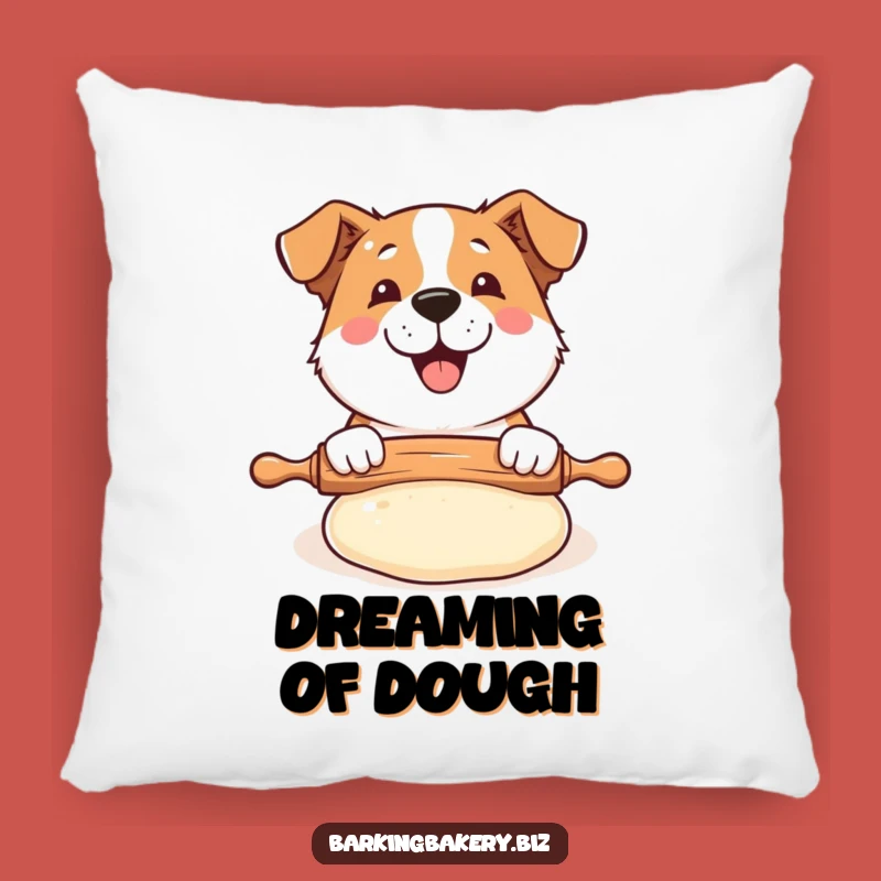 Funny Dog Baker Pillow: Rolling Dough Accent, Cozy & Hilarious Home Decor