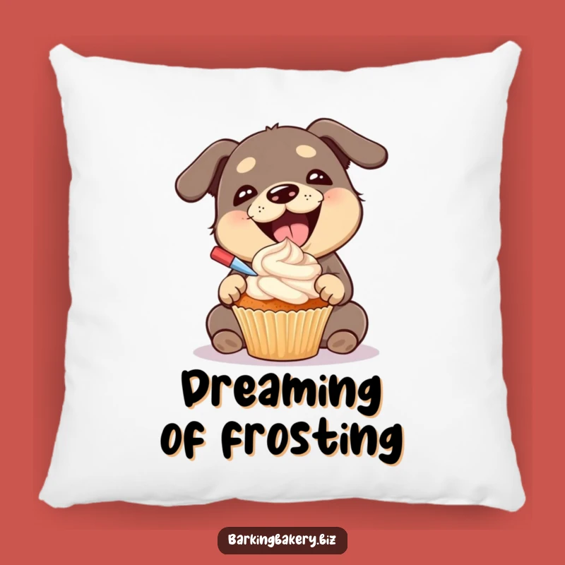 Funny Dog Cupcake Pillow: Gleeful Frosting Pup Cushion - Cozy & Hilarious Gift