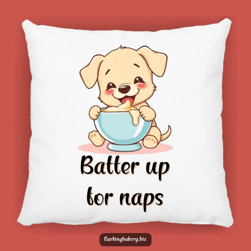 Funny Batter Tasting Puppy Pillow: Cozy Comfort for Sweet Moments