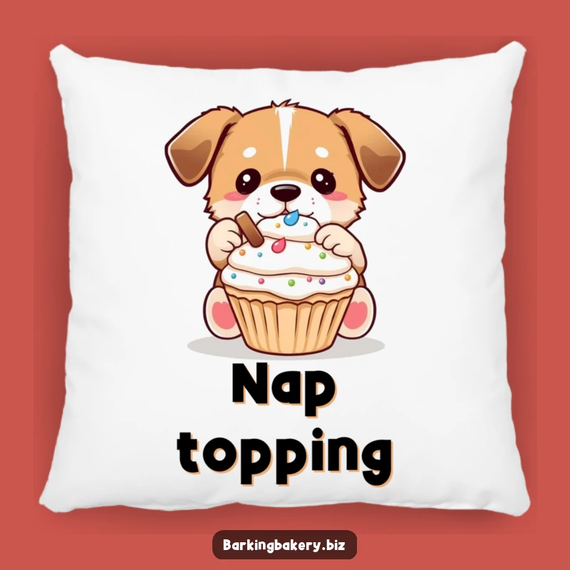 Funny Dog Decorator Pillow: Cupcake Topping Accent, Cozy & Hilarious Decor