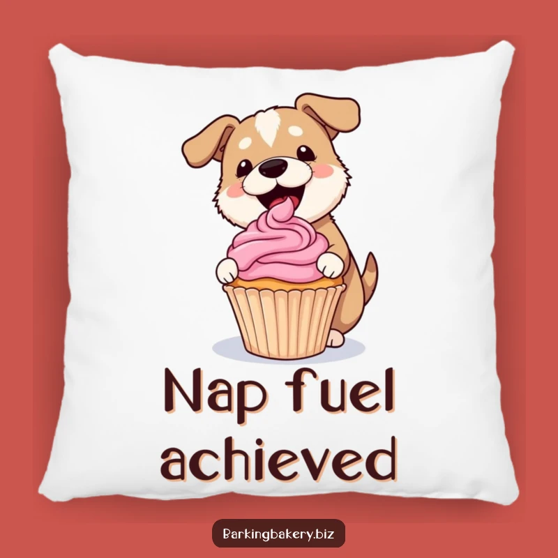 Funny Dog Frosting Cupcake Pillow - Cute Baker Dog Accent Pillow Gift!