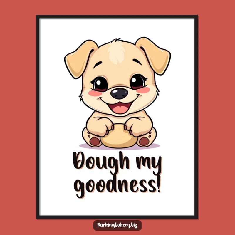 Funny Dough Kneading Pup Art Print: Adorable Baker Dog Download