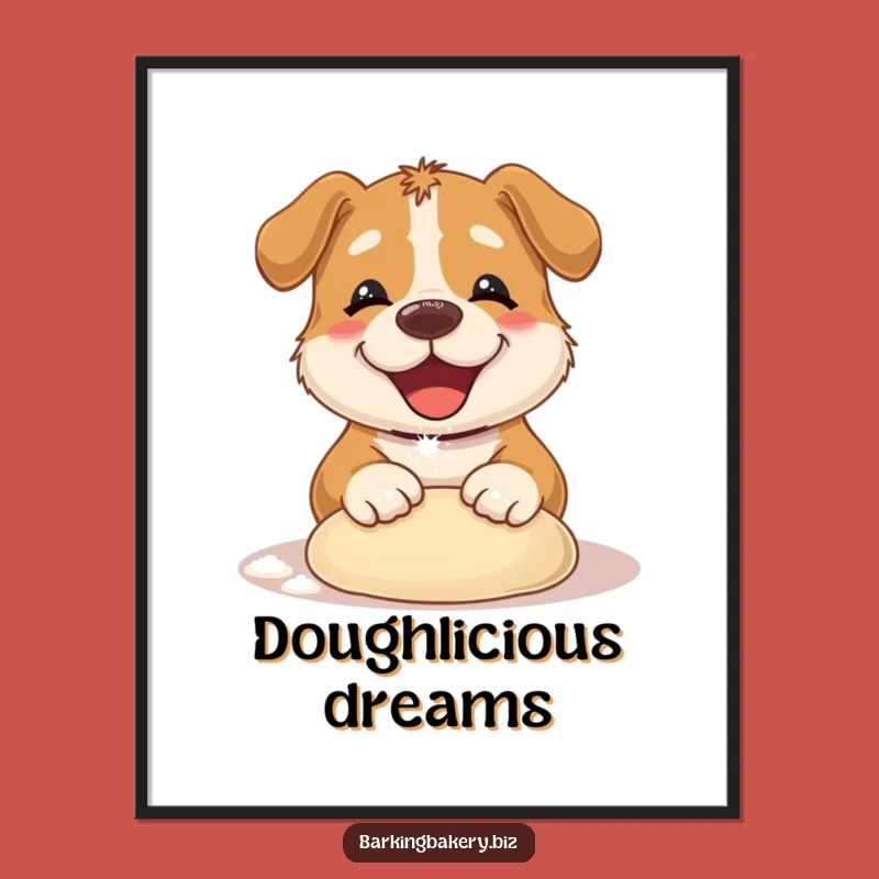 Funny Dog Kneading Dough Digital Art: Baker Pup Printable - Hilarious Dog Lover Gift