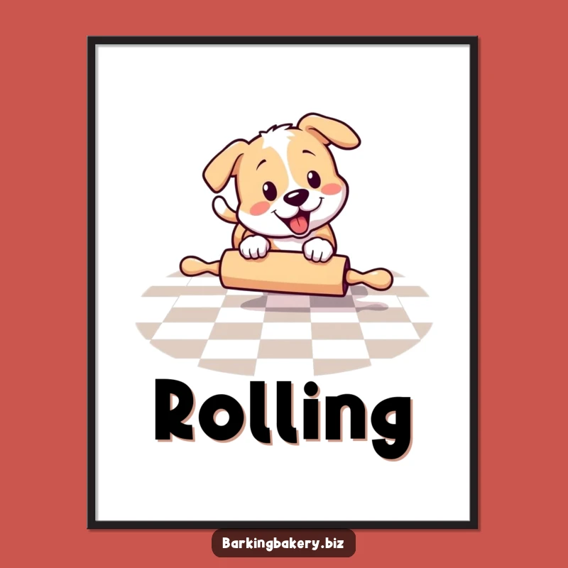 Funny Chasing Dog Digital Art - Playful Pup Action, High-Quality Funny Gift