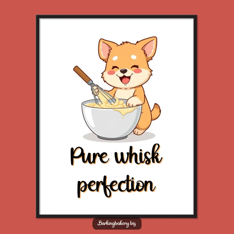 Funny Chef Dog Art Print: Energetic Whisk Pup - Instant Hilarious Decor Gift