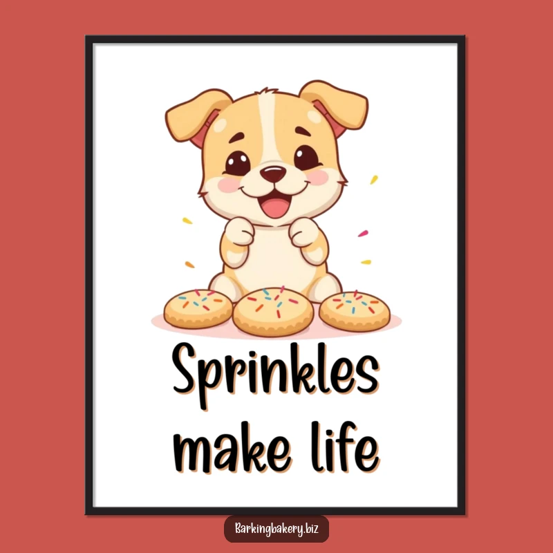 Funny Cookie Decorating Dog Digital Art Print: Sprinkle Pup Decor