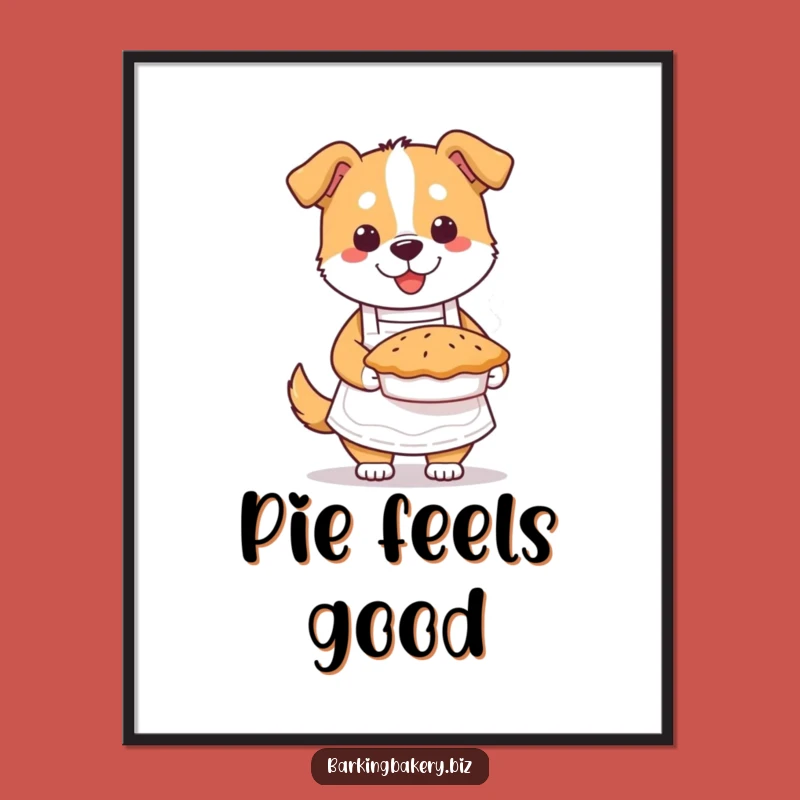 Funny Dog Baker Digital Art Print: Adorable Aproned Pup Pie Decor