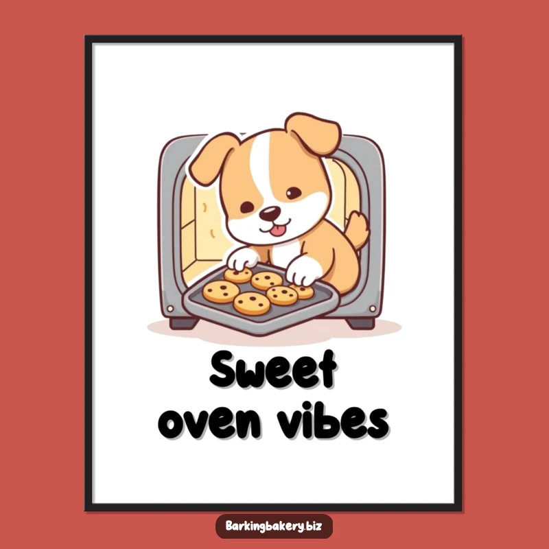 Funny Dog Baking Digital Art: Pup Chef Sliding Cookies, Instant Download Laughs