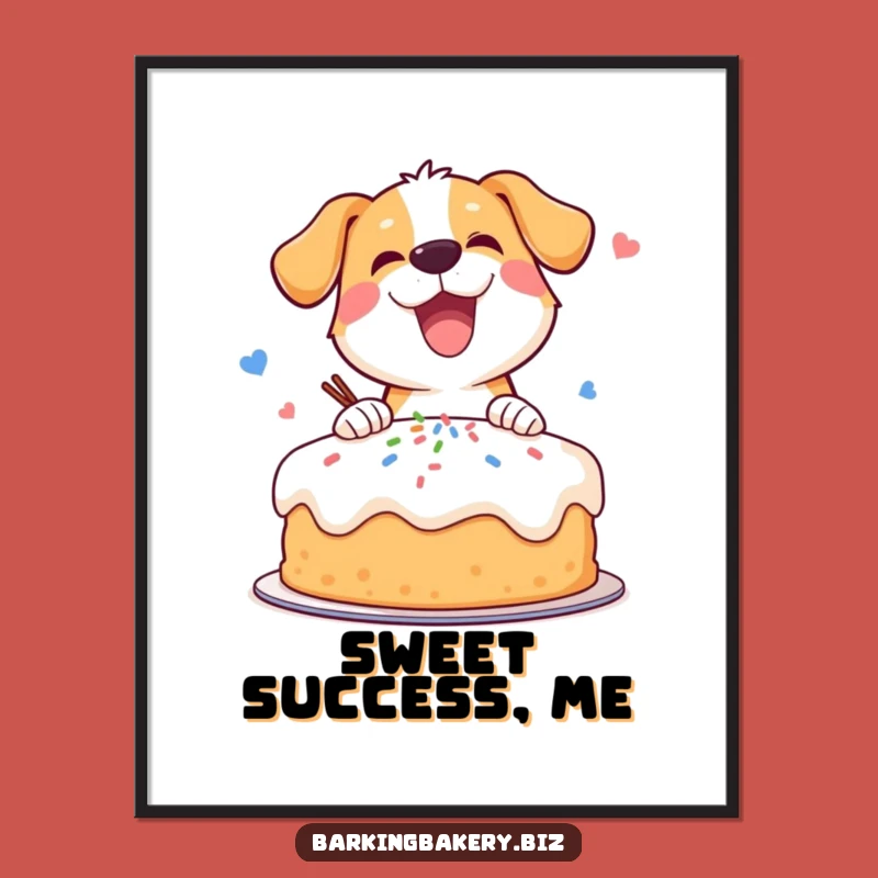 Funny Dog Cake Decorator Digital Art Print - Instant Hilarious Wall Decor Gift