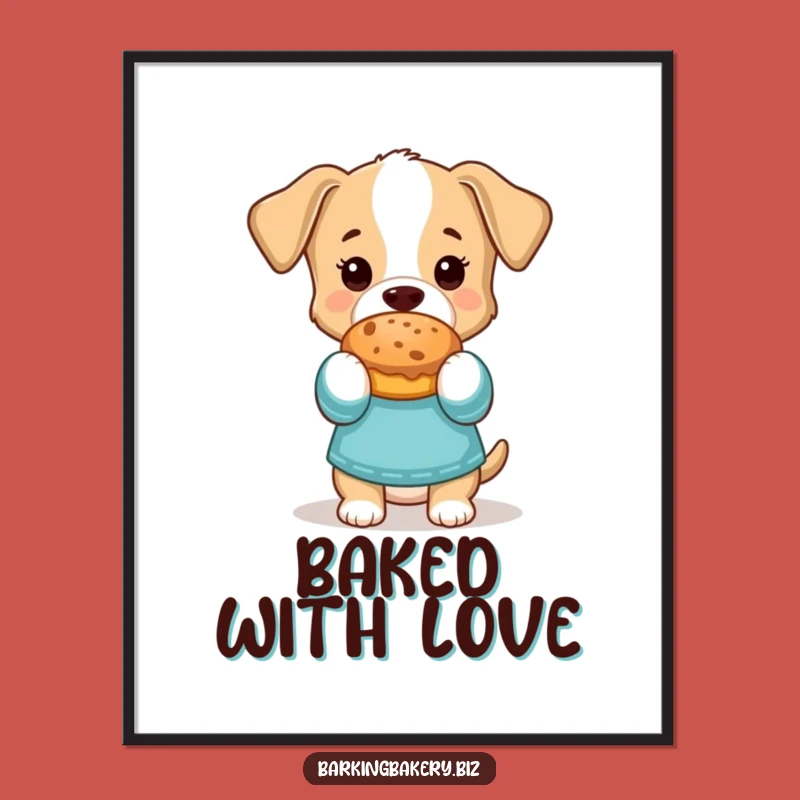 Funny Dog Digital Art Print: Chef Pup with Baked Treat, Perfect Funny Gift Download