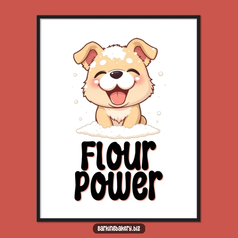 Funny Flour Dog Digital Art - Giggling Pup Mess, High-Quality Funny Gift