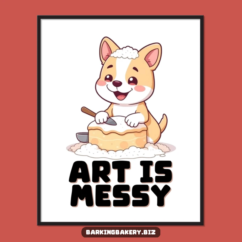 Funny Flour Dog Digital Art - Hilarious Baking Pup Wall Art Print Gift