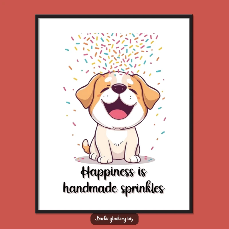 Funny Dog Sprinkle Party Digital Art: Giggling Pup Print for Adorable Decor