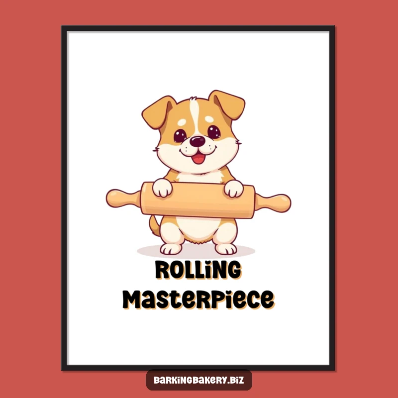 Funny Rolling Pin Dog Digital Art - Hilarious Pup Print Gift