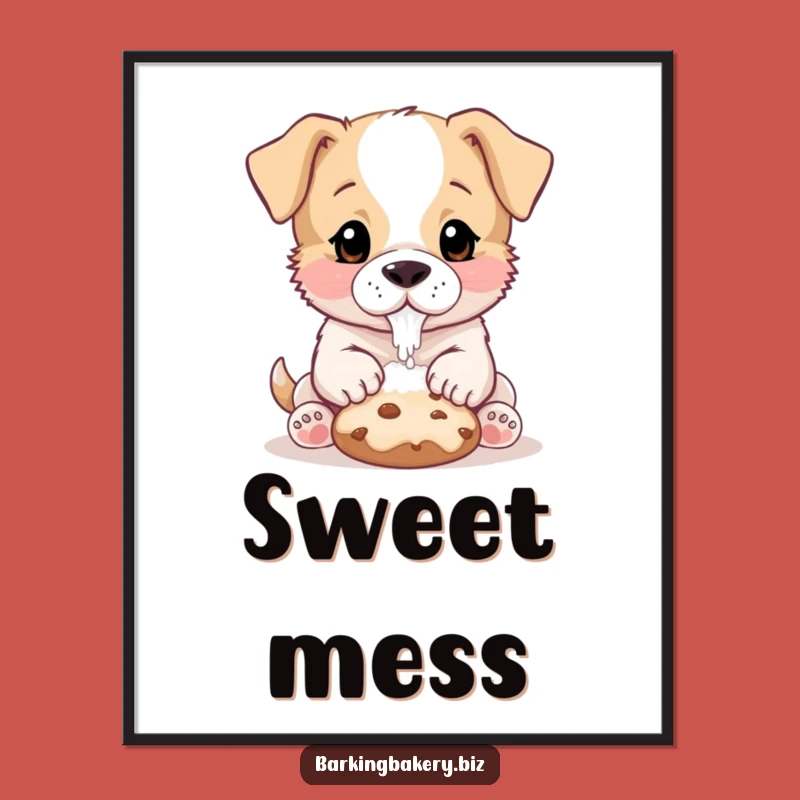 Funny Puppy Baker Digital Art: Cookie Patter Pup Print, Instant Download Decor