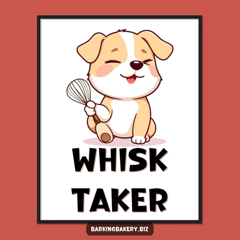 Funny Winking Whisk Dog Art Print: Playful Baker Download