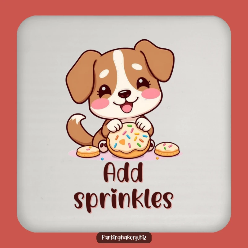 Funny Sprinkle Decorating Dog Coaster - Joyful Pup Drink Protector Gift