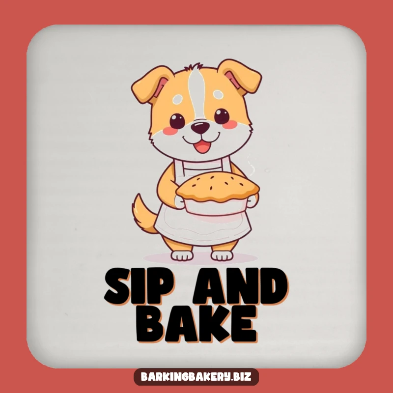 Funny Dog Baker Drink Coaster: Cute Aproned Pup Pie Protection Gift