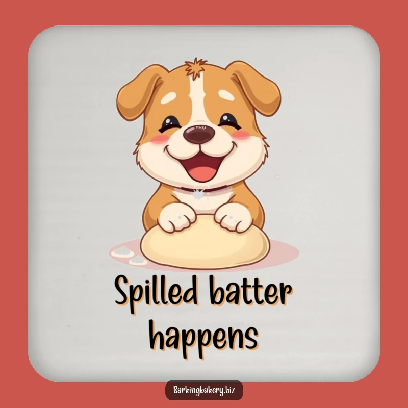 Funny Dog Kneading Dough Coaster: Cute Baker Pup Protector - Hilarious Dog Gift