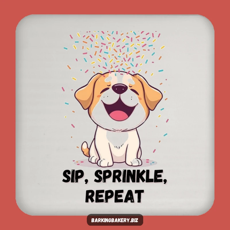 Funny Dog Sprinkle Protection Coaster: Giggling Pup for Hilarious Table Tops