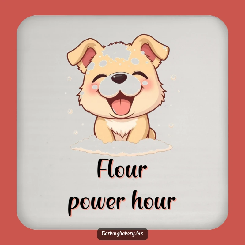 Funny Flour Dog Coaster - Protect Surfaces, Giggling Pup, Perfect Funny Gift