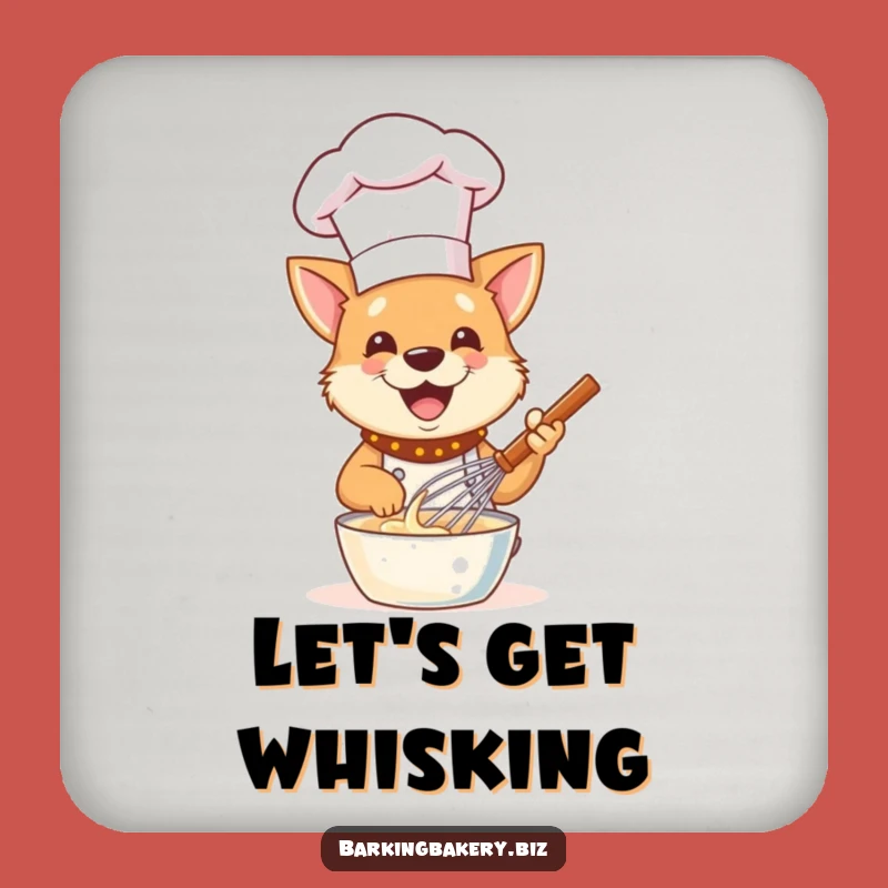 Funny Dog Chef Coaster: Protect Surfaces, Whisking Batter Pup Decor, Gift