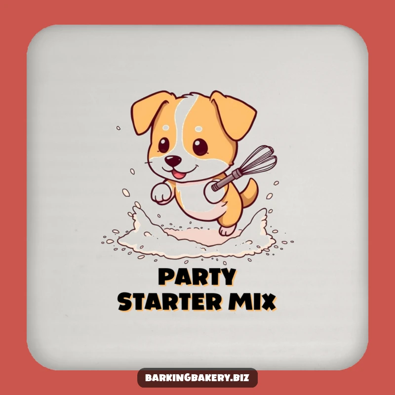 Funny Messy Dog Baker Coaster Set: Flour Frenzy, Protect Surfaces with Humor