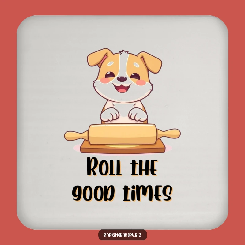 Funny Dog Rolling Pin Drink Coaster - Playful Pup Table Protector Gift!