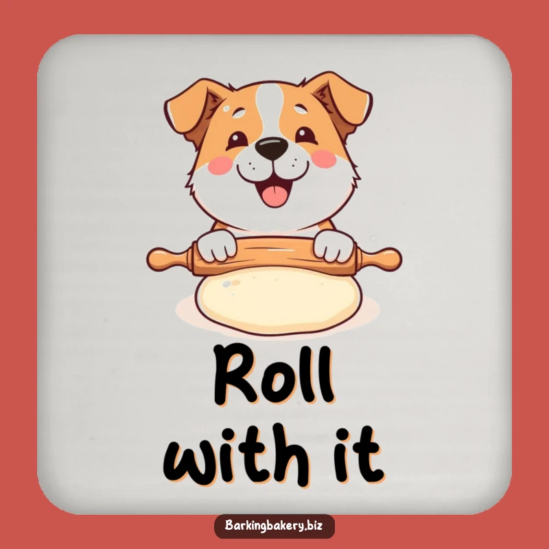 Funny Dog Baker Coaster: Rolling Dough Pup Art, Cute Surface Protector