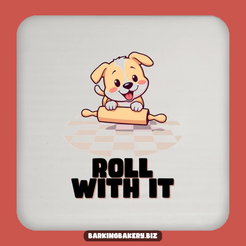 Funny Chasing Dog Coaster - Protect Surfaces, Playful Pup, Perfect Funny Gift