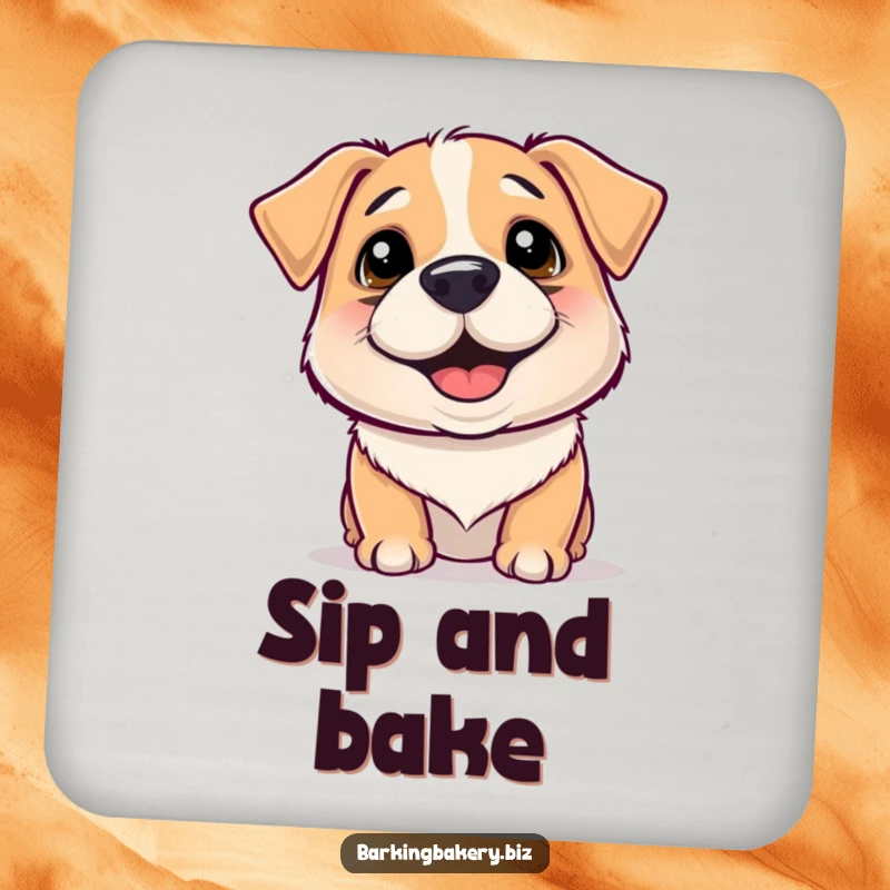 Funny Coaster: Dog with flour on its nose wiggles happily, adding a touch of baking joy.