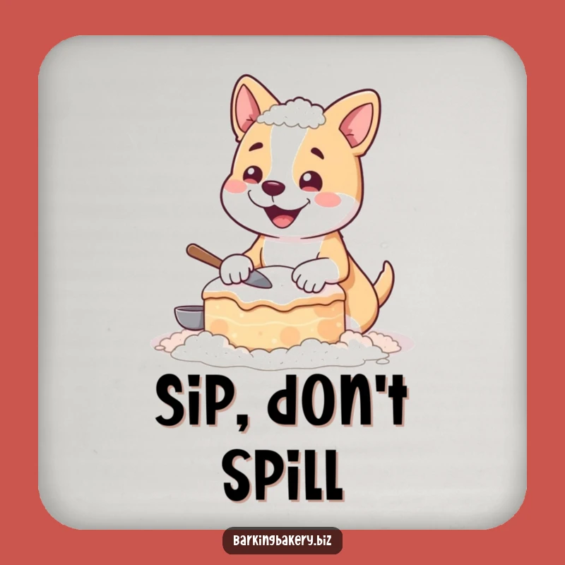Funny Flour Dog Coaster - Hilarious Baking Pup Drink Protector Gift