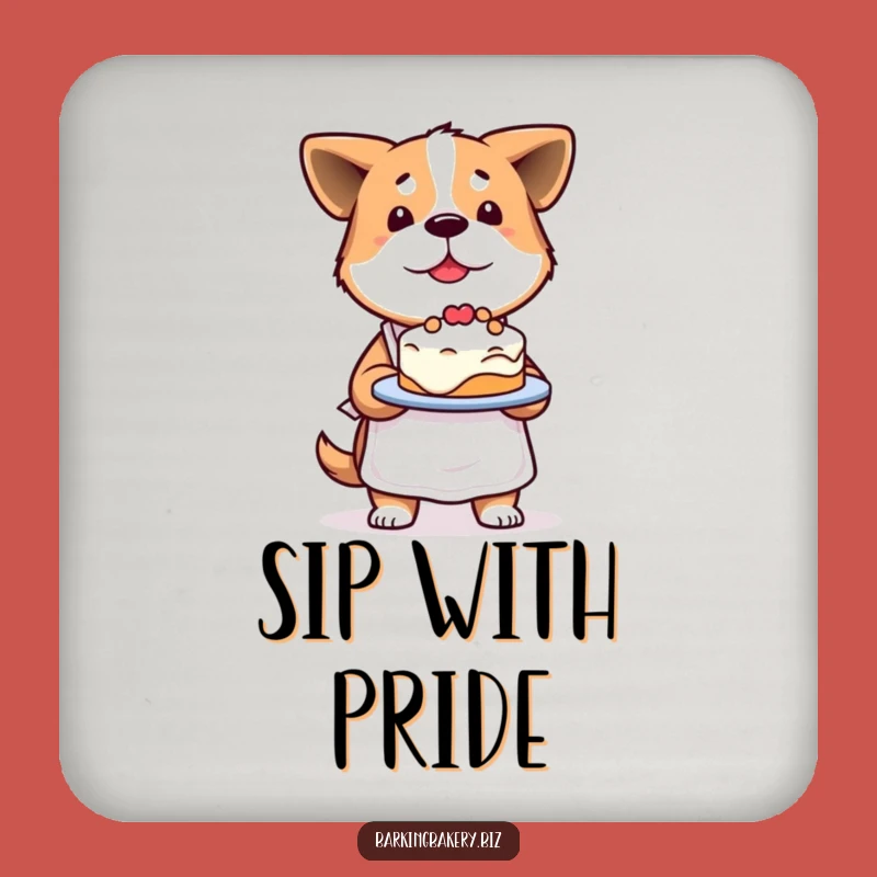 Funny Determined Dog Baker Drink Coaster: Protect Surfaces with Proud Pup, Cute Funny Gift