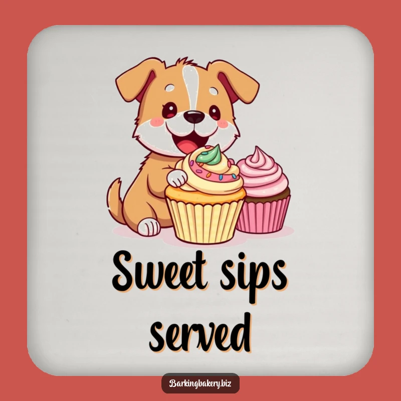 Funny Dog Drink Coaster: Protect Surfaces with a Hilarious Cupcake Decorating Pup, Sweet Funny Gift