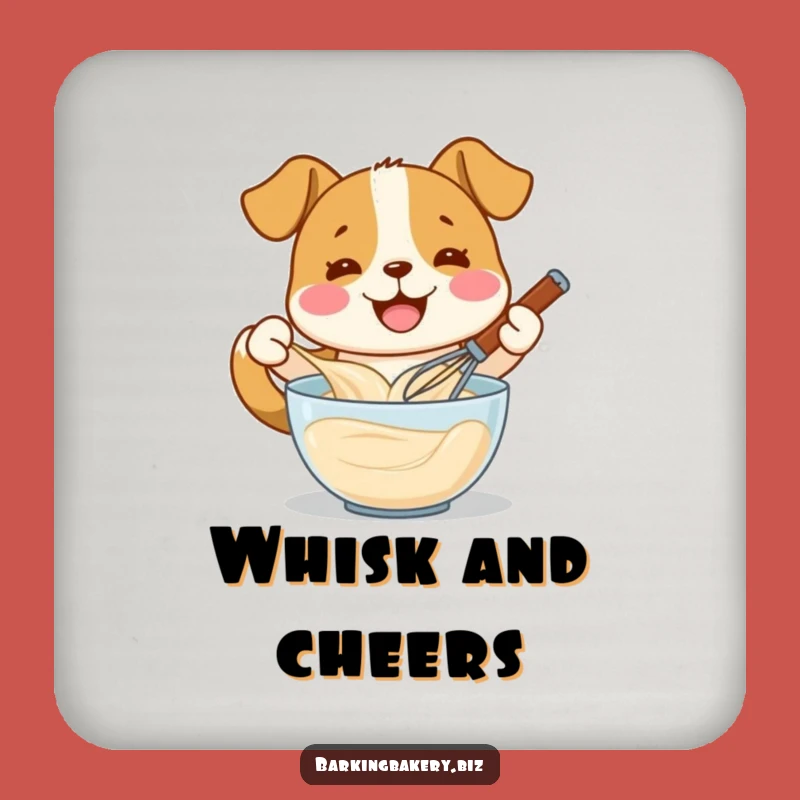 Funny Whisking Dog Coaster - Protect Surfaces, Happy Baker, Perfect Funny Gift