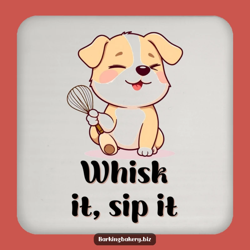 Funny Winking Whisk Dog Coaster: Playful Baker Protection