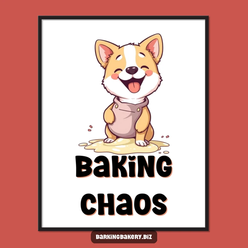 Funny Dog Baker Poster - Giggle-Worthy Spill Art, Perfect Gift Decor!