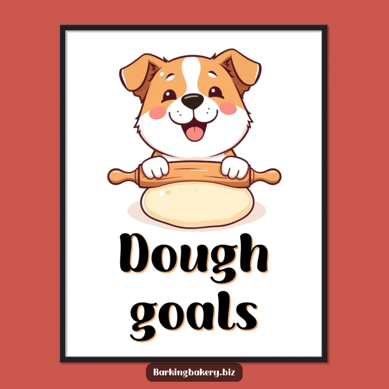 Funny Dog Baker Poster: Rolling Dough Art, Happy Pup Decor, Unique Gift